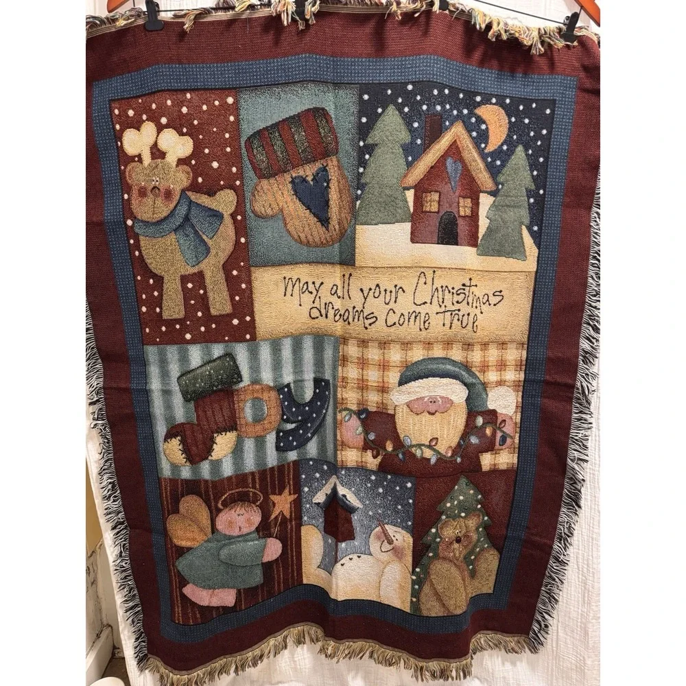 Christmas Tapestry Throw Blanket May All Your Christmas Dreams Come True Santa